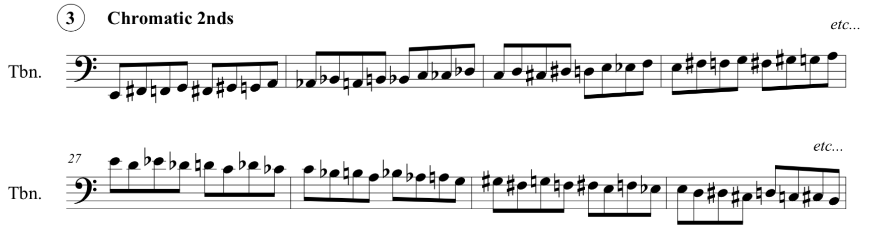 trombone bb concert chromatic scale position chart