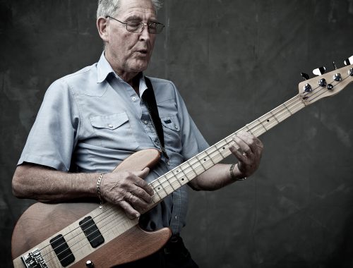 image of man showing how to hold a bass guitar